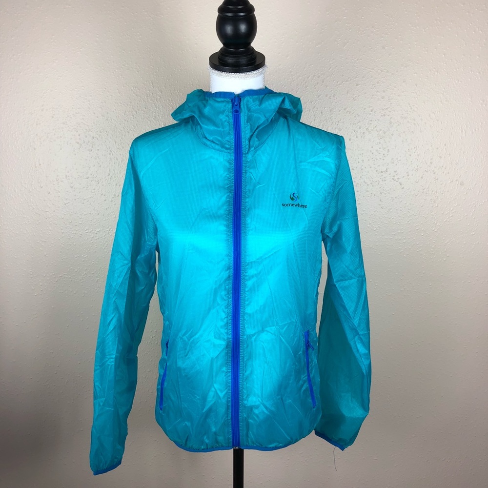 Somewhere Packable Blue Waterproof Jacket Size S - image 1
